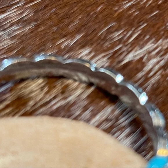 Turquoise‎ & Silver Large Hoop Earrings with Long Post for Western and Boho - Picture 8 of 9